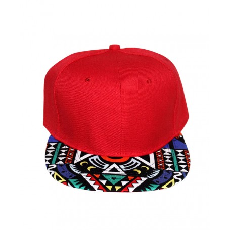 Cappellino Rosso con Visiera Fantasia Triangoli Colorati